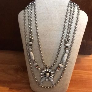Silver Bauble Bar layered necklace
